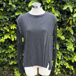 Free People Women's Black lace Long Sleeve Top